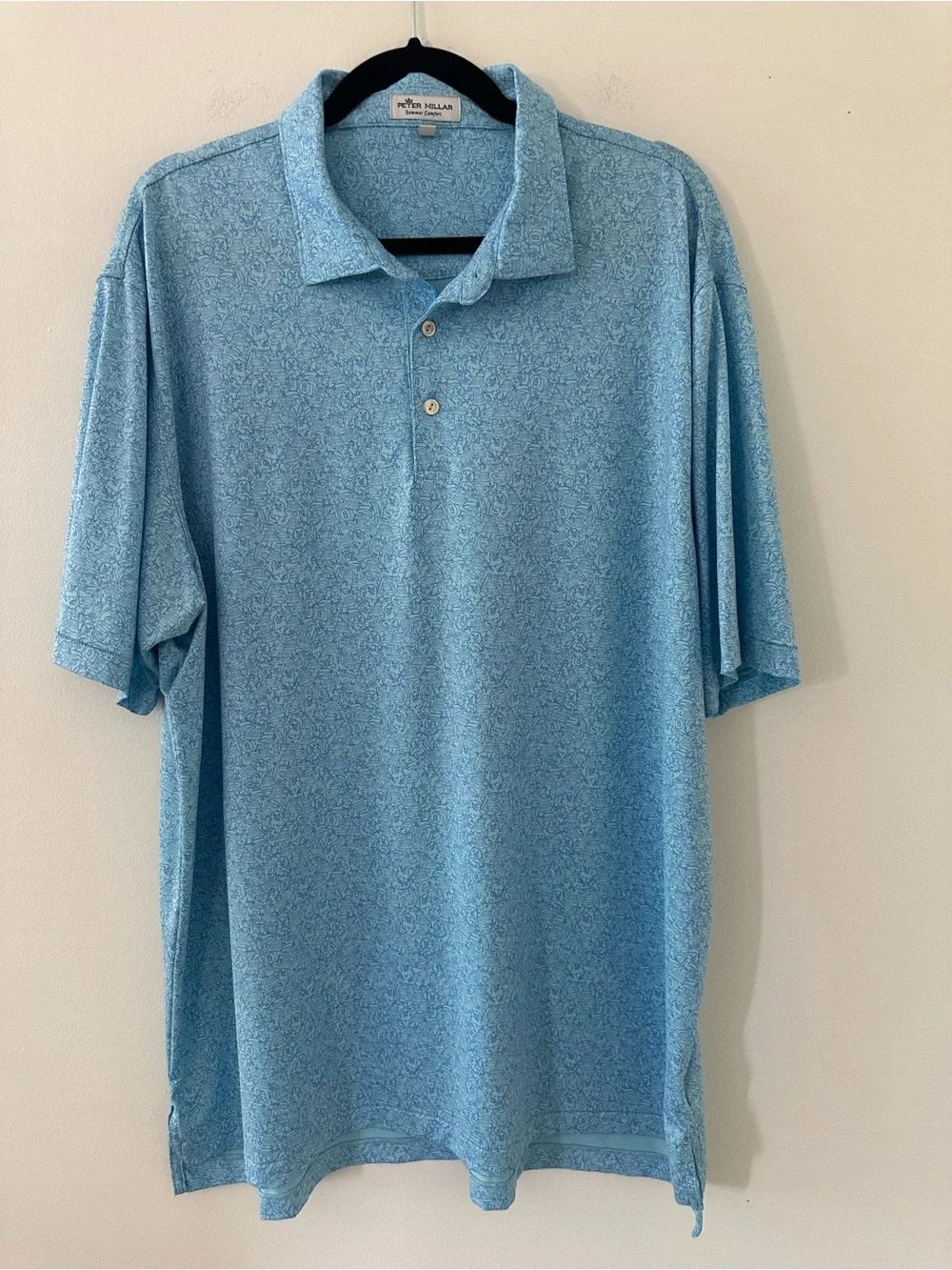 Peter Millar Sky Blue Micro golf -Print Polo
